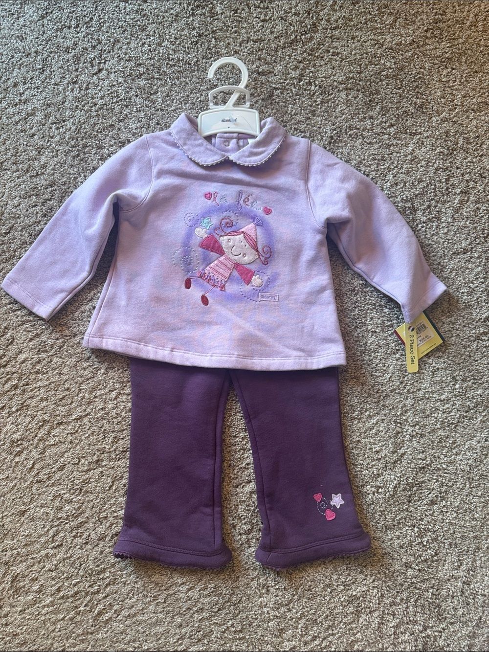 NWT Absorba Lavender Top with Plum Pajama Pants Set 24 mo